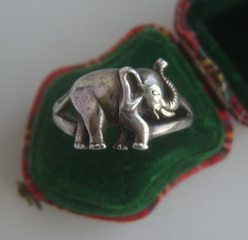 Vintage Sterling Silver 925 Full Elephant Ring Good Luck Wisdom & Protection