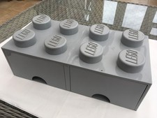Genuine Lego Grey Storage Box Official 8 Stud 2 Drawer 50cm x 25cm x 18cm.