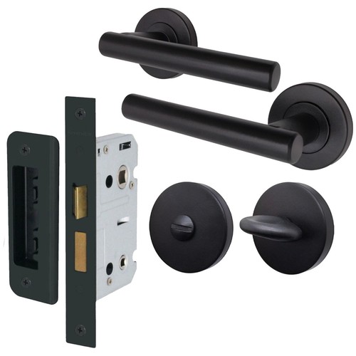 Black bathroom door handle - black,