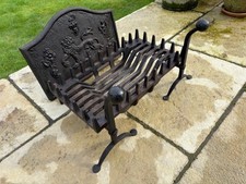 Fire basket, dogs and backing