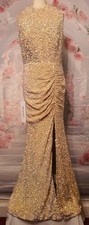 Portia & Scarlett PS21305 Gold Sequin Evening Gown Dress UK 14 Prom, Formal BNWT