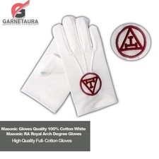 Masonic Gloves Quality 100% Cotton White Masonic RA Royal Arch Degree Gloves
