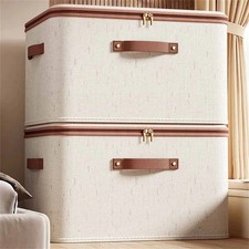 Large beige storage box with - beige,