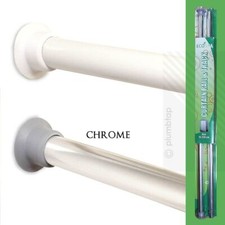  75-210cm Telescopic Shower Curtain Rail Pole Extendable Light in Chrome / White