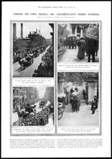 1914 Antique Print - POLITICS JOSEPH CHAMBERLAIN Birmingham Funeral Hearse (57)