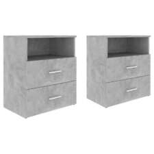 Pair of Bedside Cabinets concrete Grey Drawer Table Nightstand Modern Set of 2