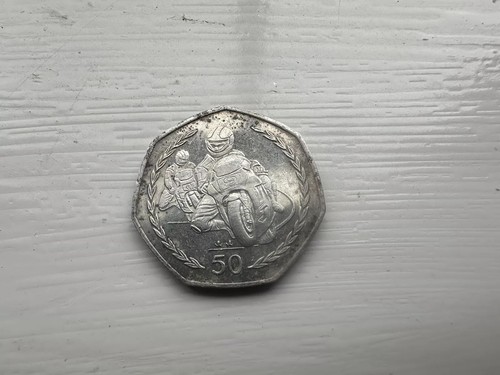 Isle man 50p motorbike coin - man,