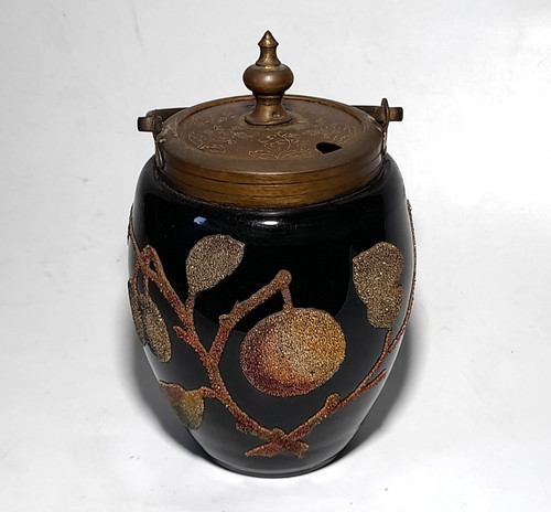 Antique black glass jam - antique,