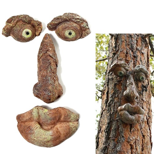 Tree face garden statues - garden,