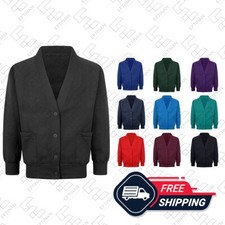 Girls Sweatshirt Cardigan School Uniform With 2 Front Pockets UK 2-16 Years