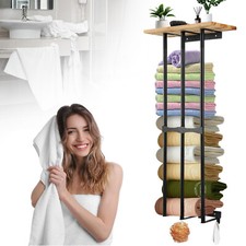 Wall Mounted Towel Rack Bathroom Towel Storage Organizer Metal Shelf Holder UK