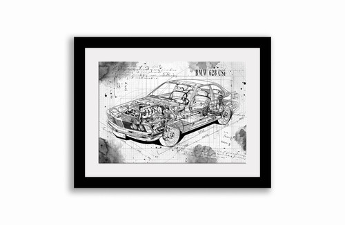 Line tech drawing bmw 628 - line, csi