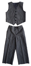 Preowned BHS Boys Waistcoat Trousers Set 4y Wedding Formal GREY Smart Suit