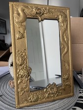 Antique Chinese Hand Made Mirror Dragon Clutching Pearl And Flowers 19th Century