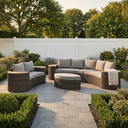 Seater brown rattan curved - 8,
