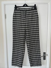 Zara Basic Black White Check Trousers Size M Waist 31” Rise 12” Inside Leg 32”
