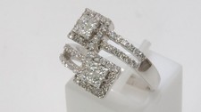 18carat 18k White Gold Diamond 1.25ct Double Cluster Ring UK-P US-7 1/2