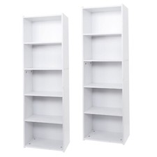 2 PCS 5-Tier Bookcase 52" Open