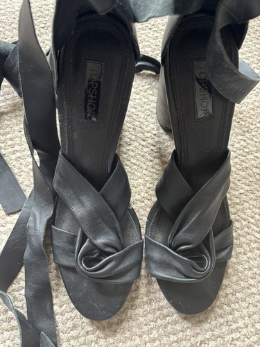 Topshop black tie sandals - ,