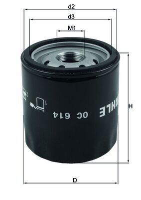 Mahle 614 oil filter - oil, fits