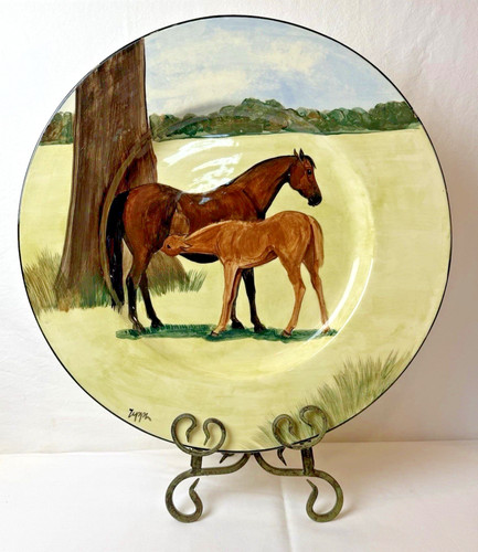 Horse with foal large platter - horse,