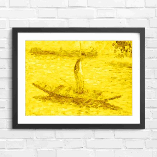Impressionist barge man river - barge,