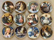 SET 12 x REDISCOVERED WOMEN SERIES CHINA PLATES KNOWLES NORMAN ROCKWELL *BOXED*