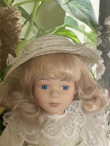 Porcelain girl doll blonde - porcelain,
