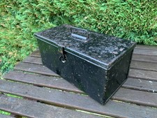 Vintage Metal Toolbox Black Tray Lockable Classic Car Bike Van Life Display Prop