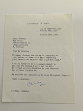 Sir Laurence Olivier Signed Letter