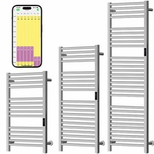 SolAire Stainless Steel Dry Wifi Electric Heated Towel Rail + Timer, Chrome