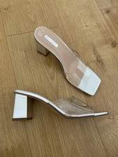 Primark Clear Transparent Mules with Silver Mid-heel UK 7 Eur 40 Worn Once
