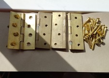 2 pairs 4 inch Brass h/d Door Hinges x 1  1/4 inch (New Old Stock)