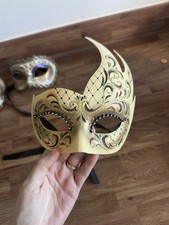 Venetian Mask Gold Black Hand