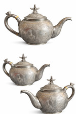 Persian engraved silver teapot