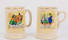 Vintage Arthur Wood Ceramic Tankard x2 - Humorous Cartoon Decoration,Breweriana