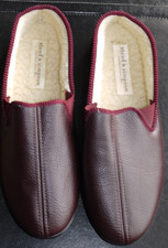 Stead & Simpson Burgundy Faux Leather Mens Slippers, UK Size 11, BNWOT