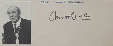 Sir Matt Busby Manchester United Signed 1968 European Cup winner Autograph COA