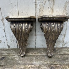 Pair Gilded Acanthus Leaf