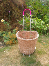 Vintage Wicker Shopping Trolley Basket