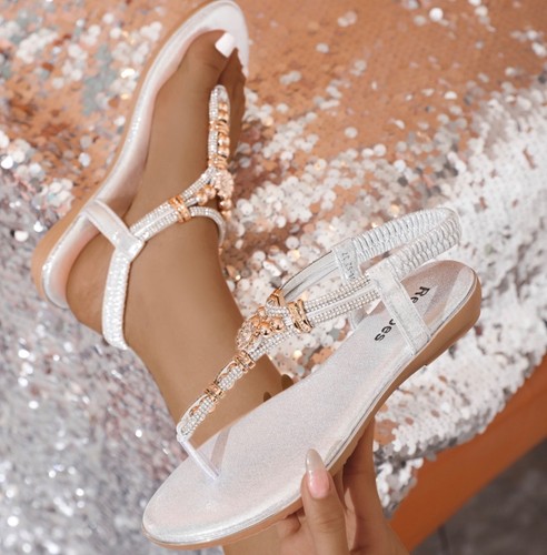Silver diamante sandals - diamante,