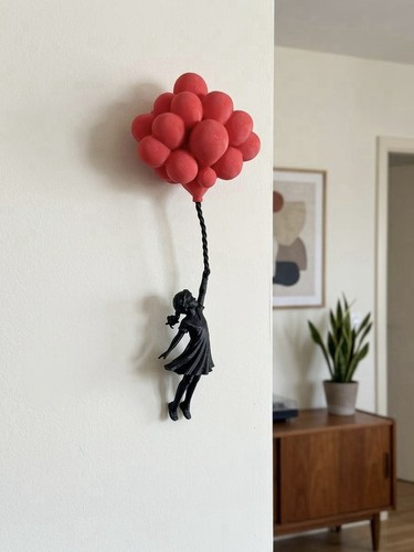 Balloon girl wall sculpture - girl,