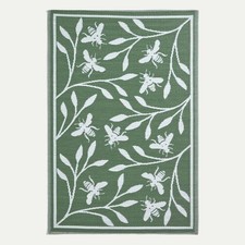 Green Outdoor Rug 182x122cm Recycled Plastic Waterproof Bee Floral Design Mat
