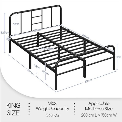 5ft king metal bed - king,