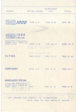 Simca Price List 1962 1000 Elysee Montlhery 
