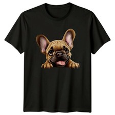 Cute French Bulldog Puppy Peekaboo Graphic T-Shirt
