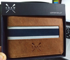 New CREW Clothing Zip Fastening Tan Leather Mens Wallet
