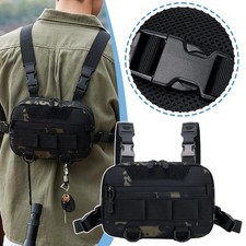 Mens Chest Rig Vest Outdoor Harness Bag Hiking Pouch Shoulders Crossbody Z5P3