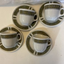 Two Vintage Steelite Cups And Saucers  Green And  Off White 