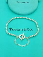 Tiffany & Co. 4mm Bead Sterling Silver Toggle Bracelet 7.5 inches